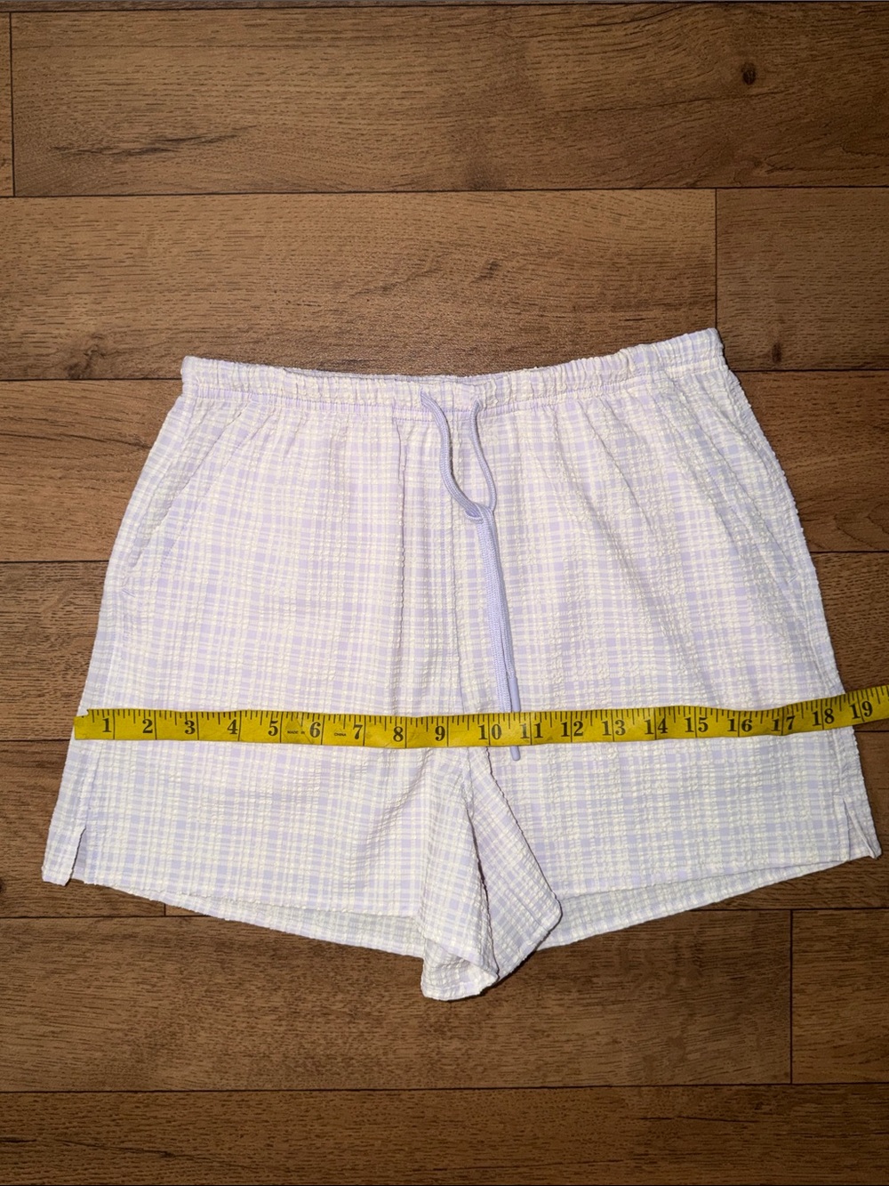 Lululemon Size XS Seersucker Check Pull-On Short 3" Butter Cream Lavender Dainty - Picture 10 of 14